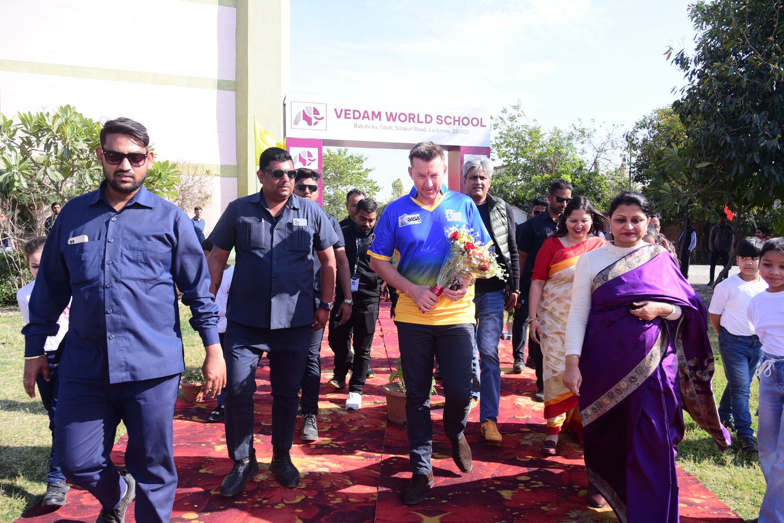Brett Lee at the unveiling under the VEDAM arch