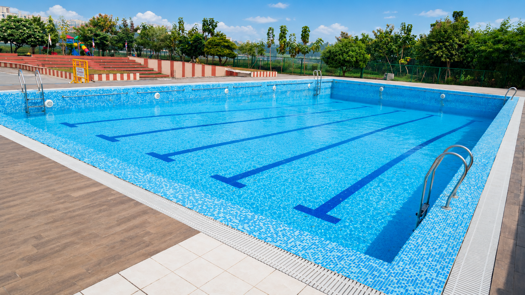 Outdoor lane swimming pool on campus — Sitapur Road campus, VEDAM World School