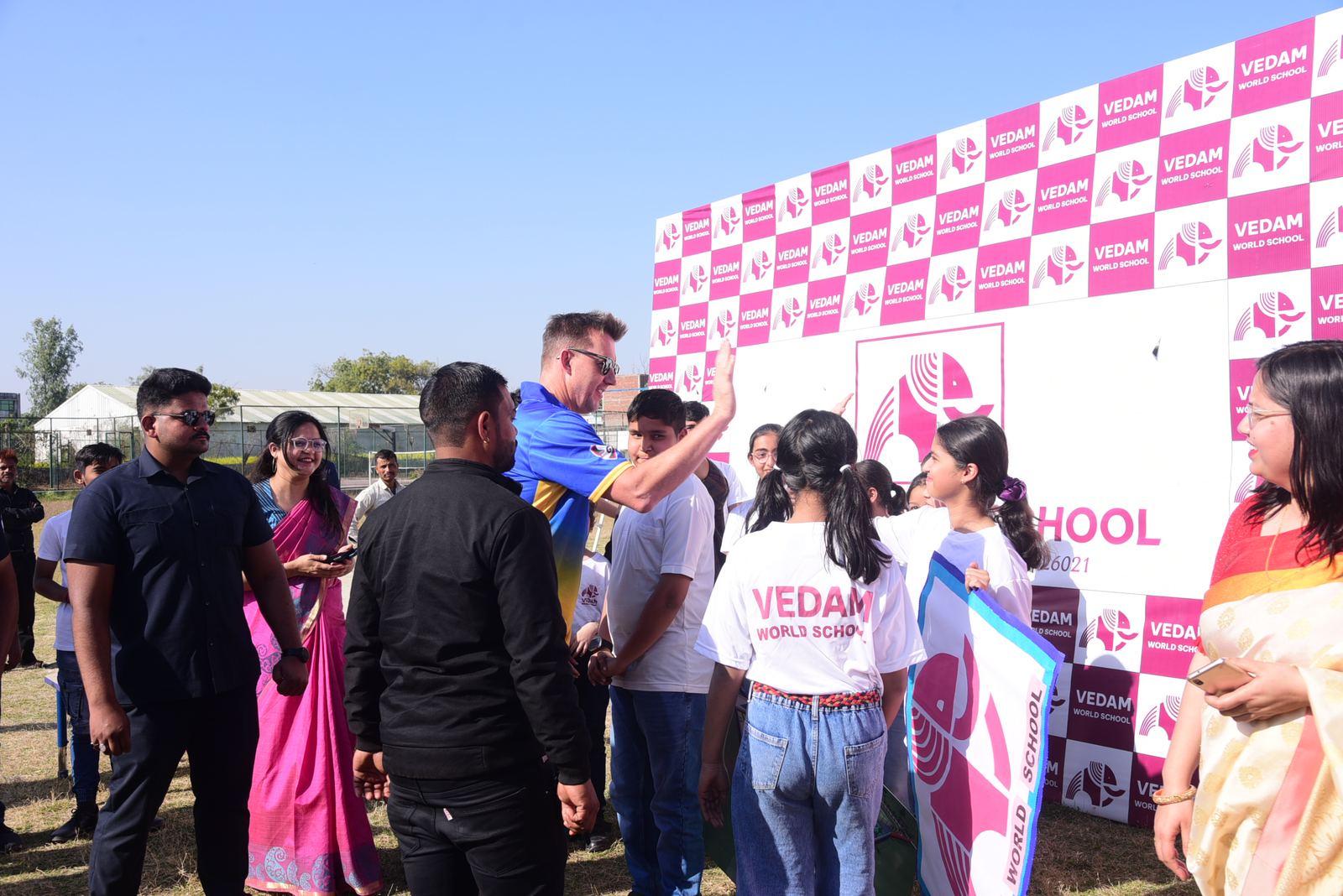 Brett Lee with the Vedam student squad