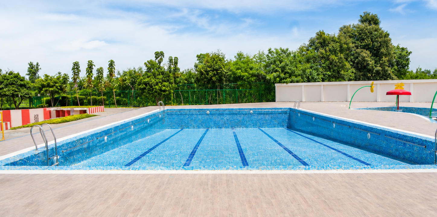 Outdoor swimming pool at VEDAM World School